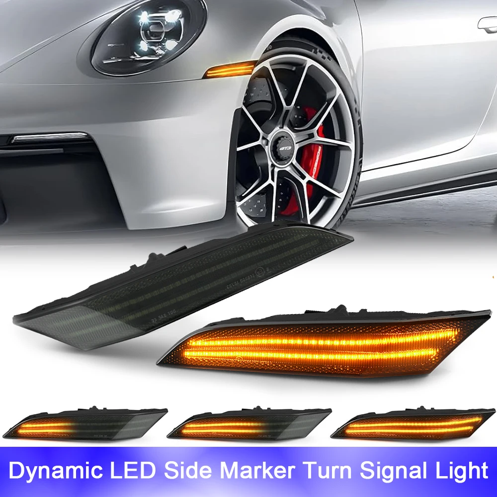 

2x LED Sequential Blinker Fender Side Marker Lights For Porsche 911 992 2019-2023 Car Repeat Indicator Canbus Styling 992953042C