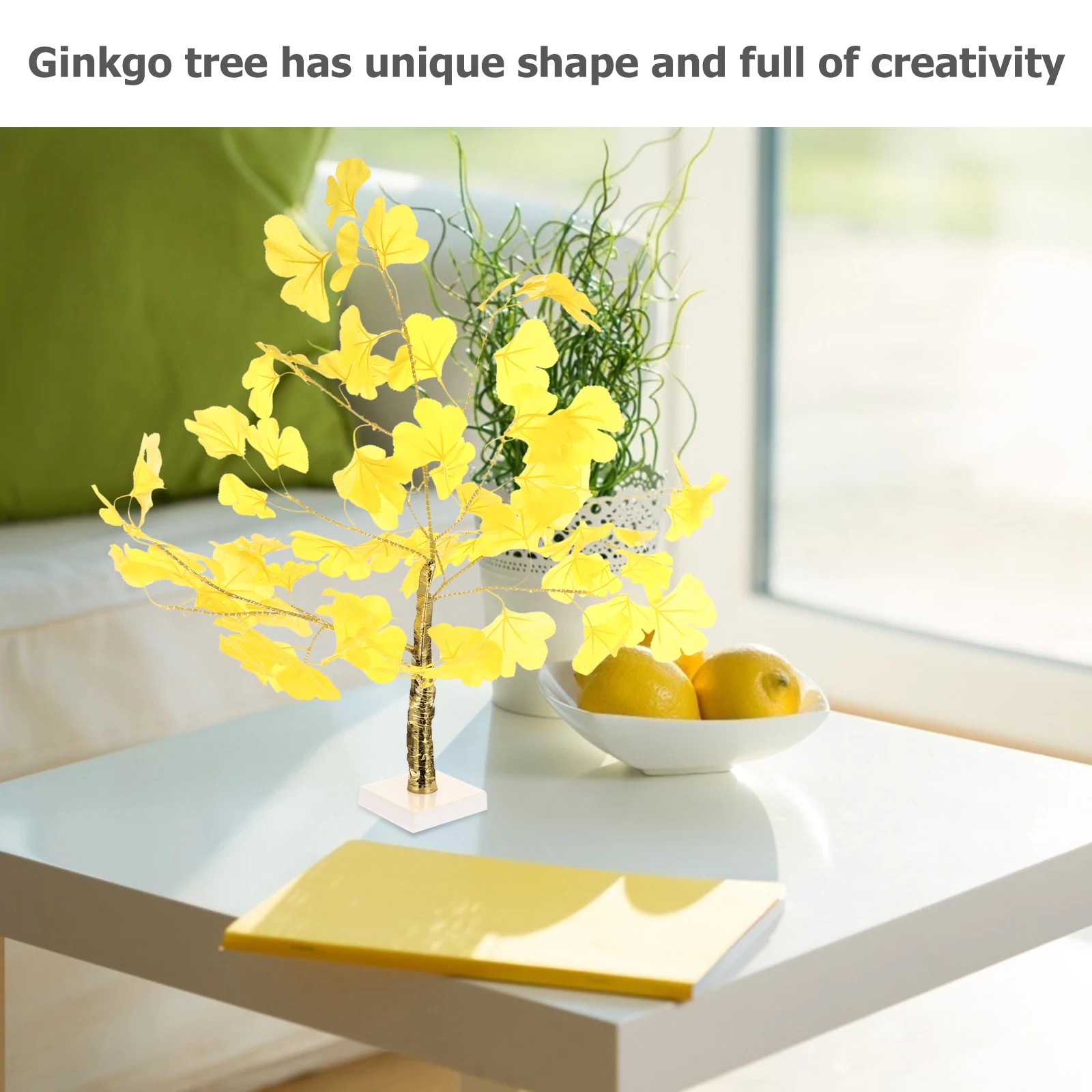 

Warm Ginkgo Tree Lamp Decorative Night Light Operated Small LED Light for Holiday Christmas Thanksgiving Party