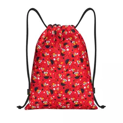 Elmo Cookies Monsters Cartoon Drawstring Bags Sports Backpack Gym Sackpack String Bag for Cycling