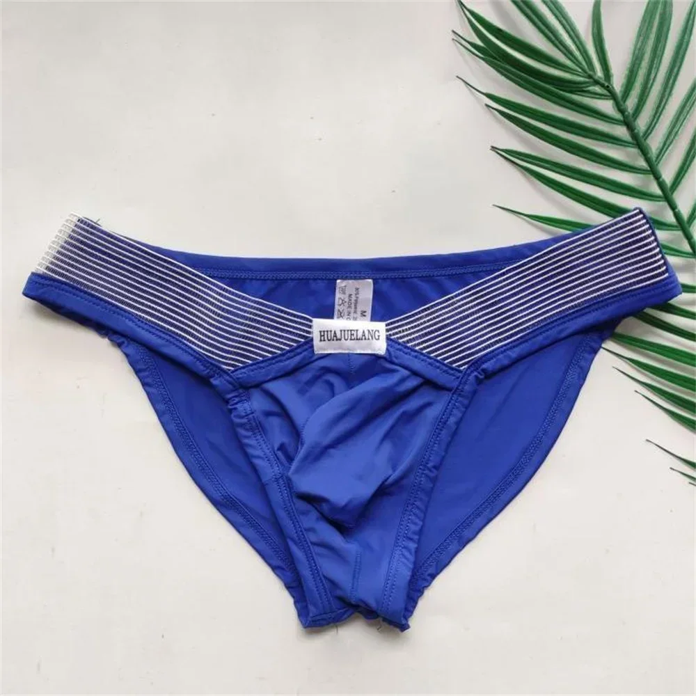 Sexy Hollow Waistband Ice Silk Bugle Pouch Panties for Men Ultra-thin Underwear Hombre Bikini Brief Underwear