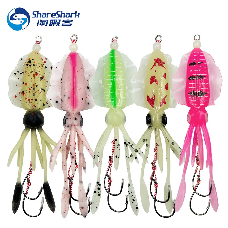 

Sea fishing squid bait with double hooks Simulation squid fake bait Luminous cuttlefish octopus lure bait 10/12/15cm lures