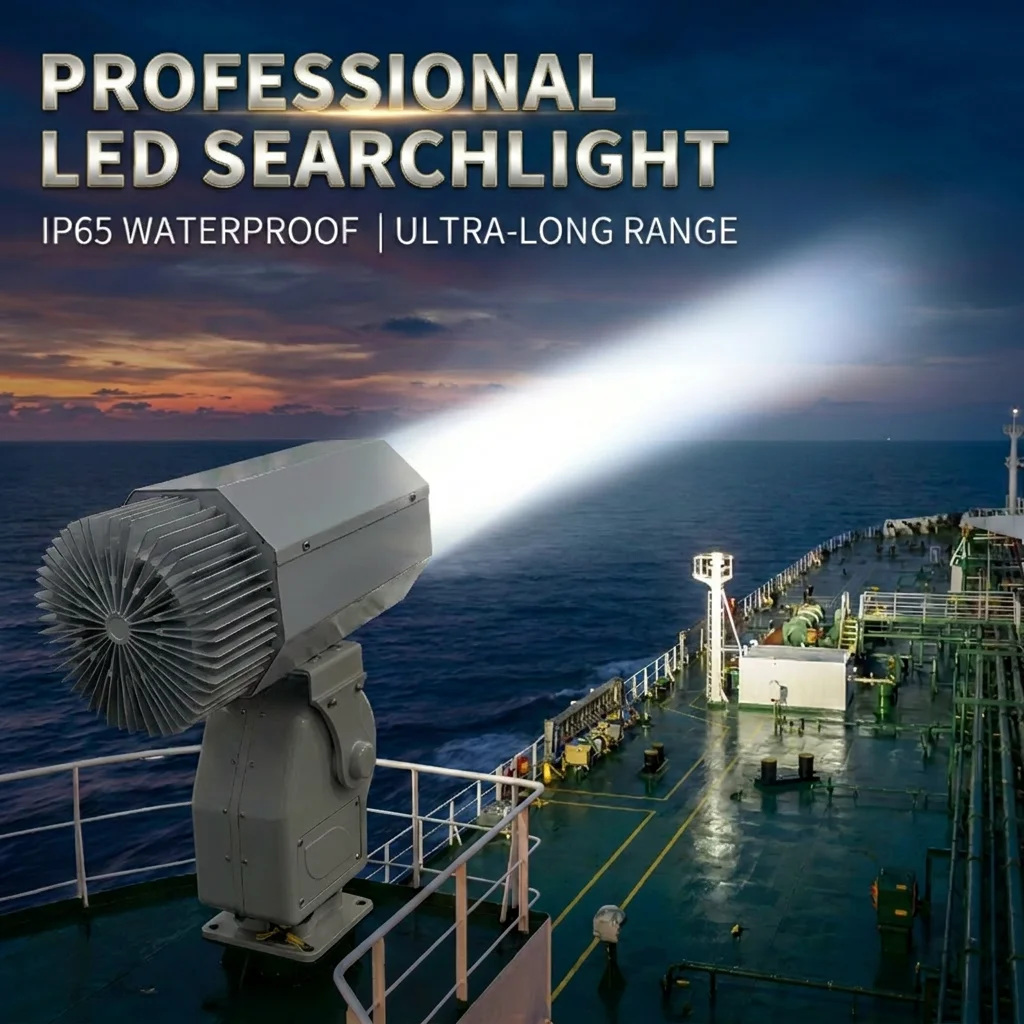 High Power Aluminum LED Searchlight IP65 Waterproof Ultra Long‑Range 720 Lumens 3 Beam Angle for Ship Prison Warehouse Lighting