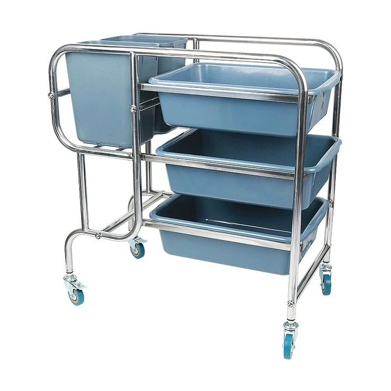 Commercial thickened stainless steel collection truck, dining car, round tube square tube tableware recycling truck