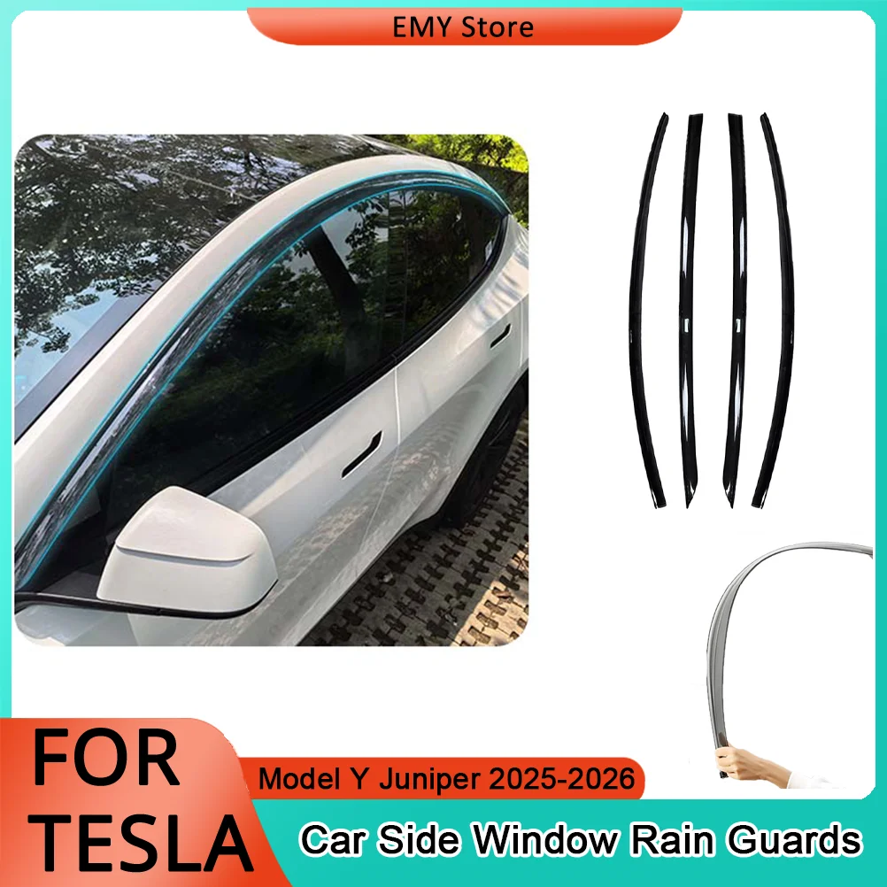 heenvn-4pcs-pare-soleil-lateraux-en-abs-noir-brillant-deflecteurs-de-pluie-pour-tesla-model-y-y-juniper-2021-2026