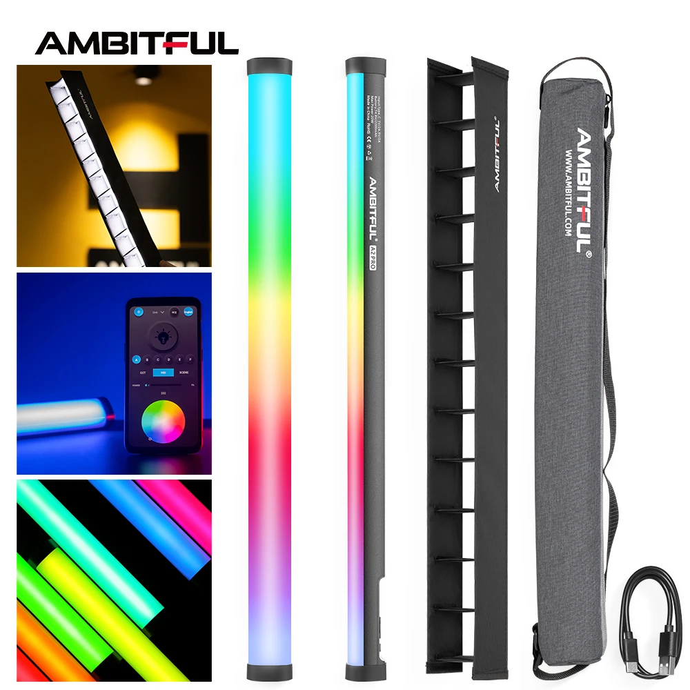 AMBITFUL A2 PRO A2pro 2500K-8500K RGB Tube Light Full Color LED AMBITFUL A2 PRO A2pro 2500K-8500K RGB Tube Light Full Color LED