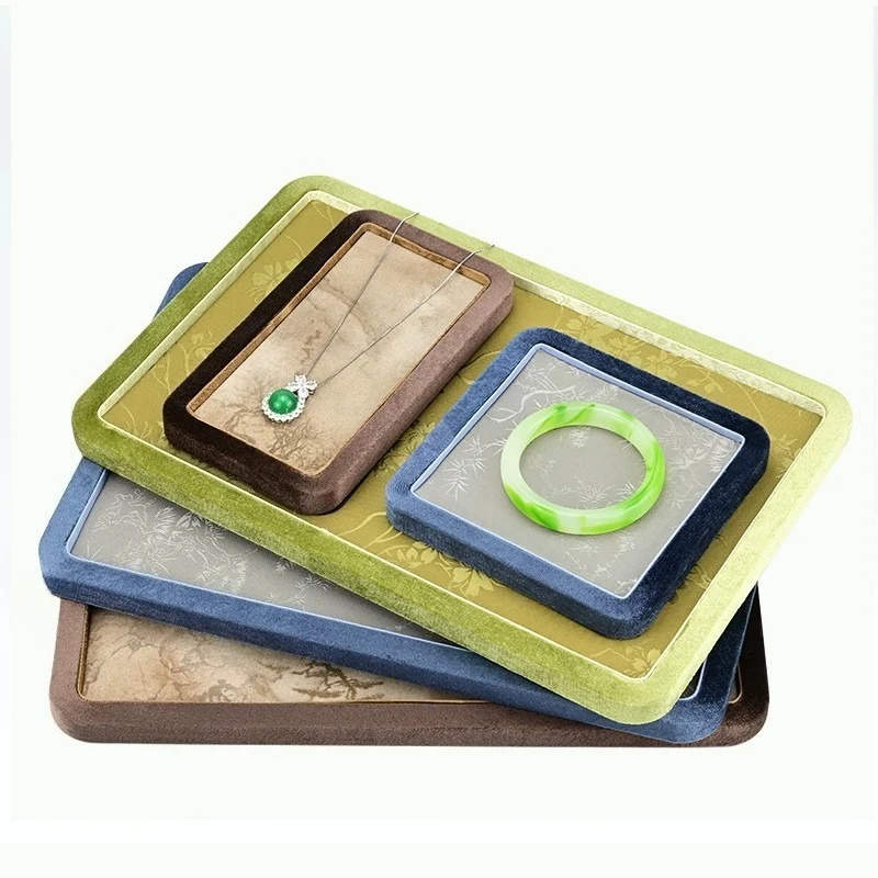 

Exquisite Jewelry Storage Tray Retro Creative Embroidery Necklace Display Trays Large Capacity Multifunctional Bracelet Trays