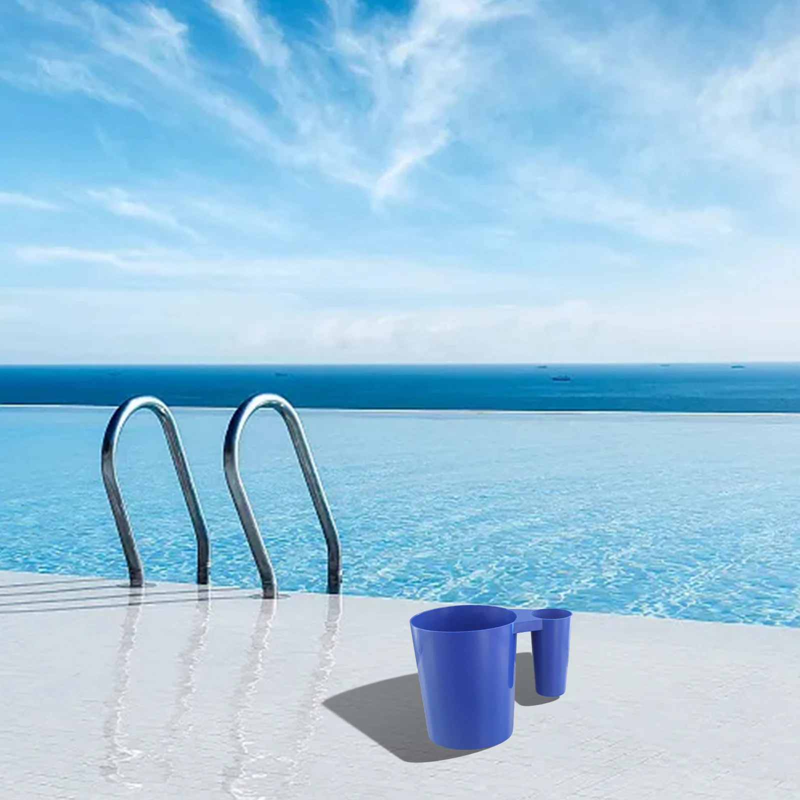 1pc Blue Measuring Scoop With Handle Cleaning Tools For Swimming Pools Large Capacity 13.5X11X9.5 Cm 1pc Blue Measuring