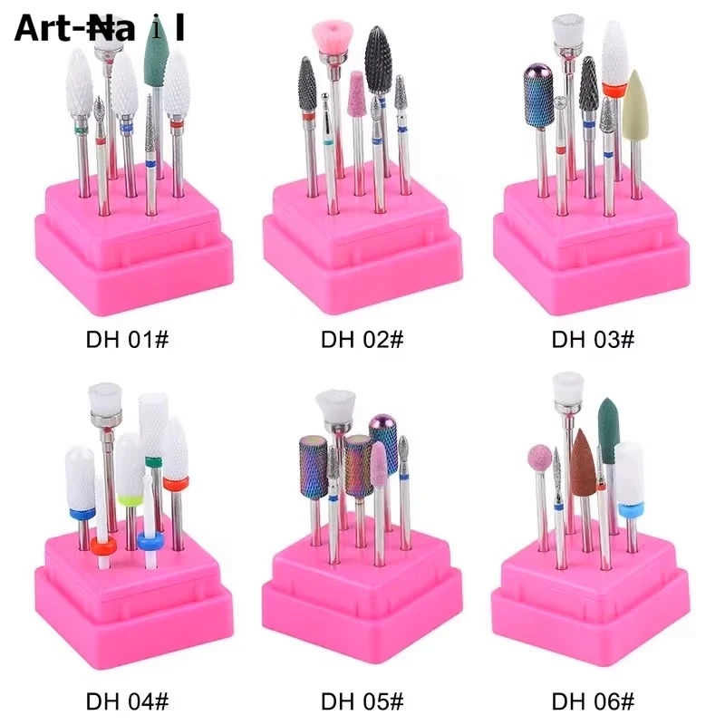 7個入りネイルアートタングステン鋼ミリングカッターセットセラミックネイルドリルビット電動ドリルネイルマシンペディキュアツールアクセサリー