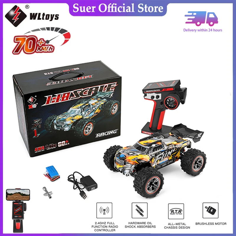 

WLtoys 184008 1:18 Brushless RC Car 70Km/H High Speed Metal 4WD Drive Off-Road 2.4G Three-in-one Electric BigFoot Truck New2023