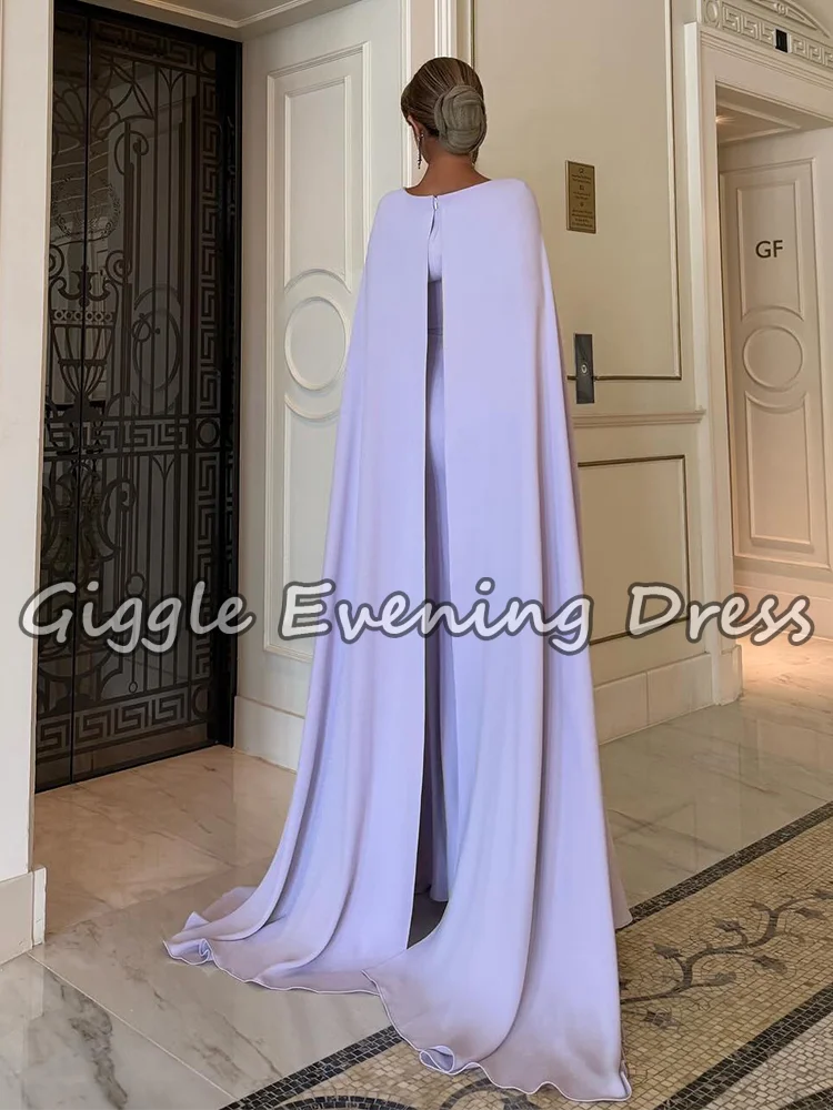 Giggle Lavendel Meerjungfrau Cape Abendkleider Elegantes einfaches Partykleid Arabisches Hochzeitsgastkleid Formelles Abendkleid Maßgeschneidert