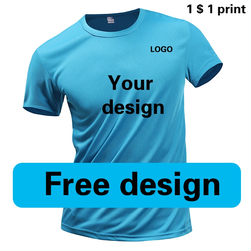 Customization Print T Shirt Logo For Men Women Quick Drying Running Sports Short Sleeve Work Clothes For Company Team Activities