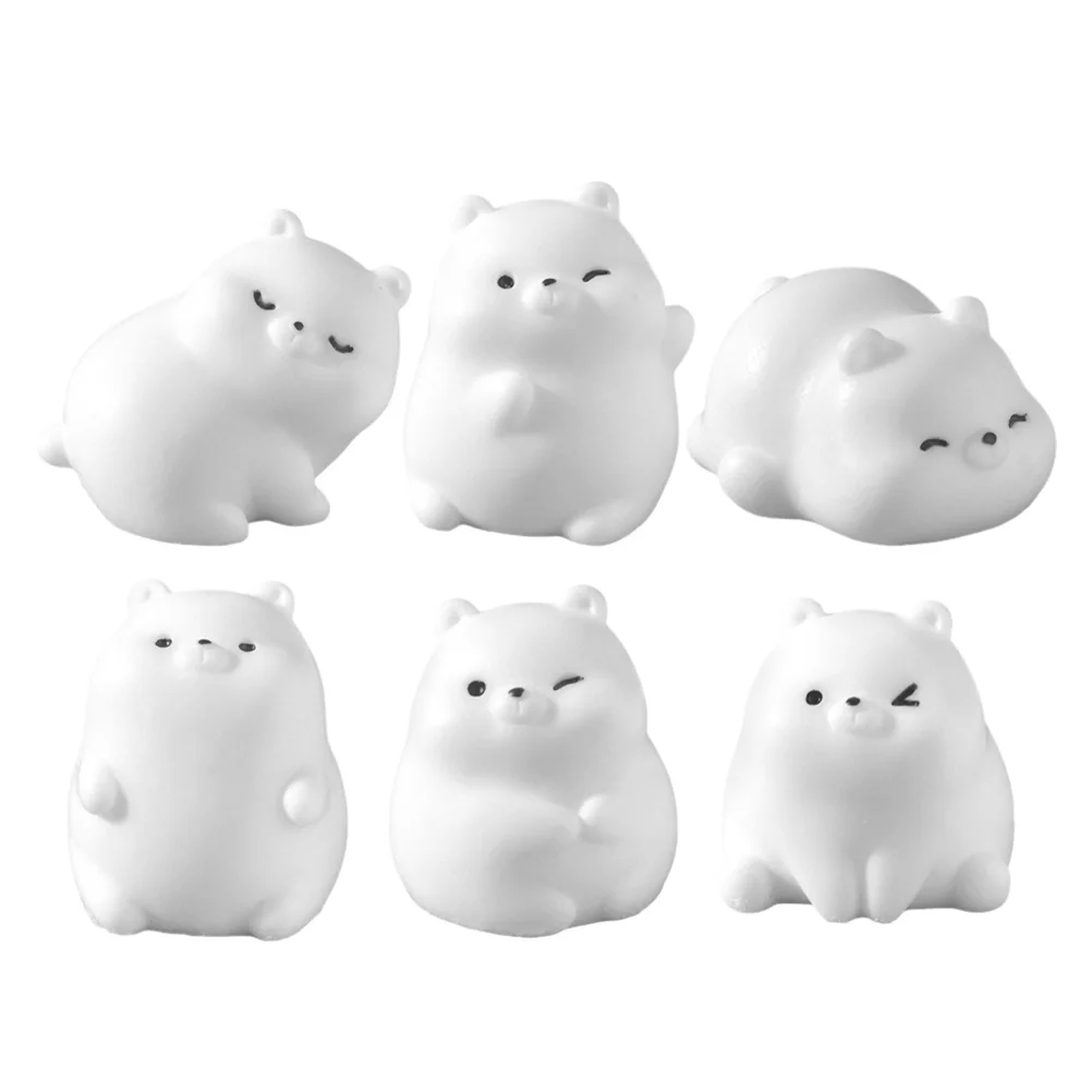 6 stuks hars mini beer standbeelden prachtige sneeuwscène desktop ornamenten kerstversiering winter dieren beeldjes