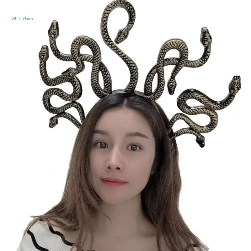 Head Hoop Headpiece Non-slip Halloween Queen Cosplay Snake Hair Hoop Headwear