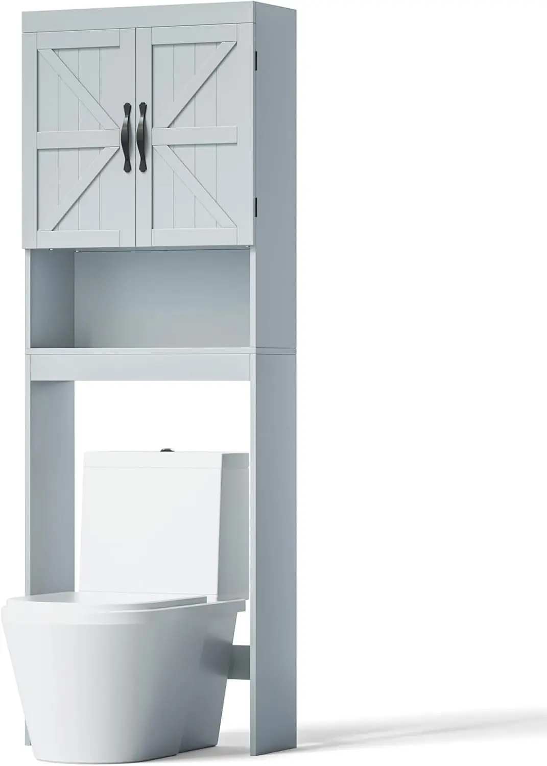 

Over The Toilet Storage Cabinet, Bathroom Organizer with Adjustable Shelf, 2-Door Toilet Storage Rack, Gray