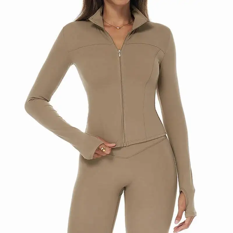 

Autumn And Winter Zipper Quick Drying Yoga Jacket Outdoor Casual Top Women Running Sports Long Sleeved Fiess Sportswear