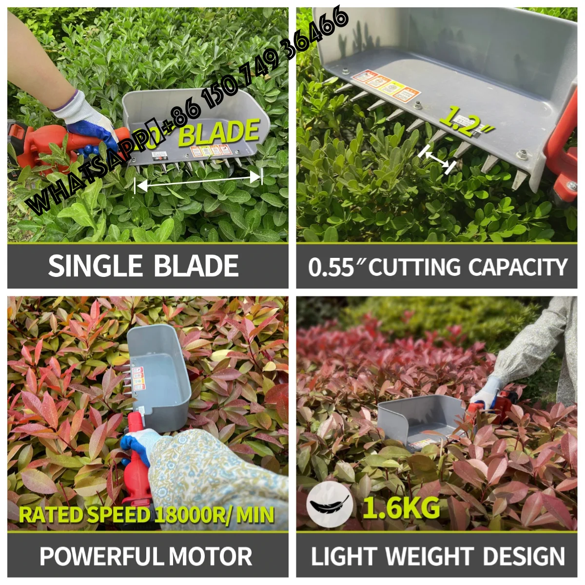 

China Factory Good Quality Battery Hedge Trimmer Electric Mini For Tea Leaf Harvester Cordless Grass Shears 300mm for Garden