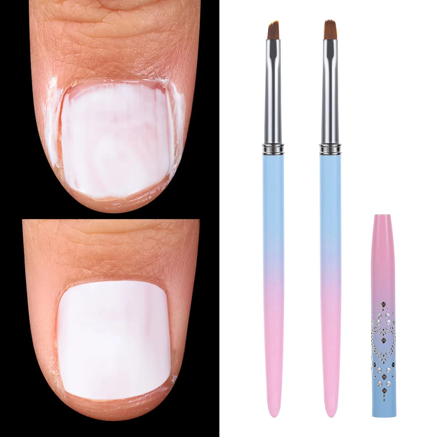 

High-Quality Precision Professional Nail Art Clean-Up Brush Set - Accurate Mistake Removal and Fingernail Cleaning - Angled and