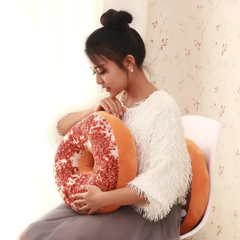 1Pcs Xmas 40cm Sofa Decorative Cute Simulation Cushion Soft Plush Pillow Without Stuffed Seat Pad  Donut Foods Cushion Case Toys