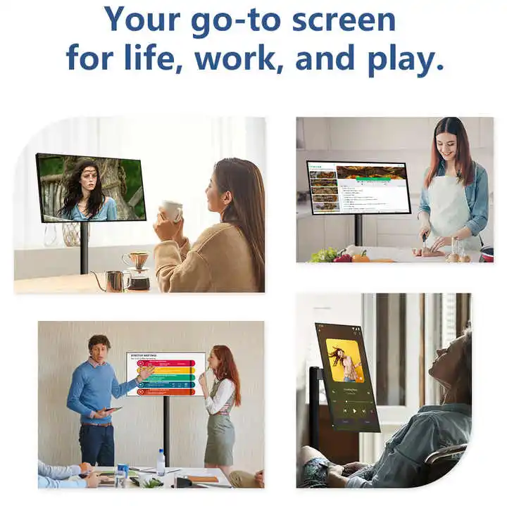 Hot Selling Mobile Digital Display Screen 21.5 Inch Rotating Smart Tv Display Stand Smart Television Follow By Me Portable Tv