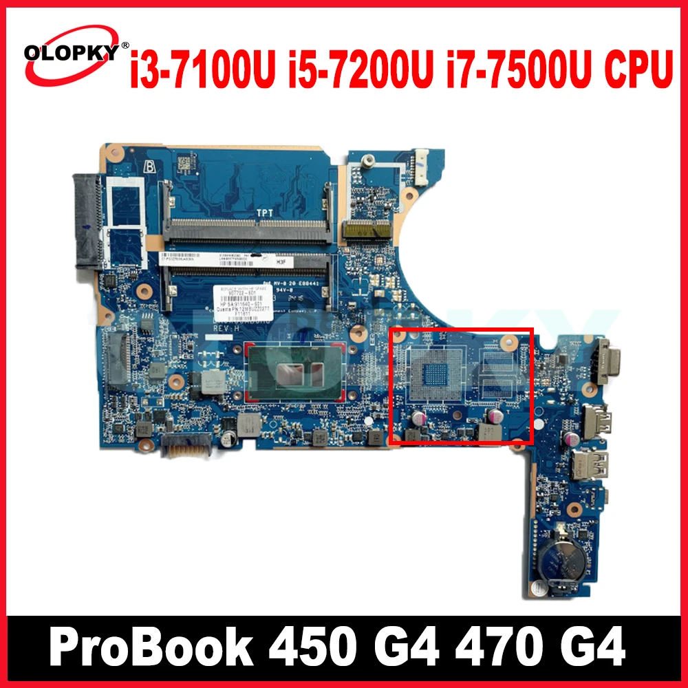

DA0X83MB6H1 DA0X83MB6H0 для HP ProBook 450 G4 470 G4, материнская плата для ноутбука с процессором i3-7100U i5-7200U i7-7500U