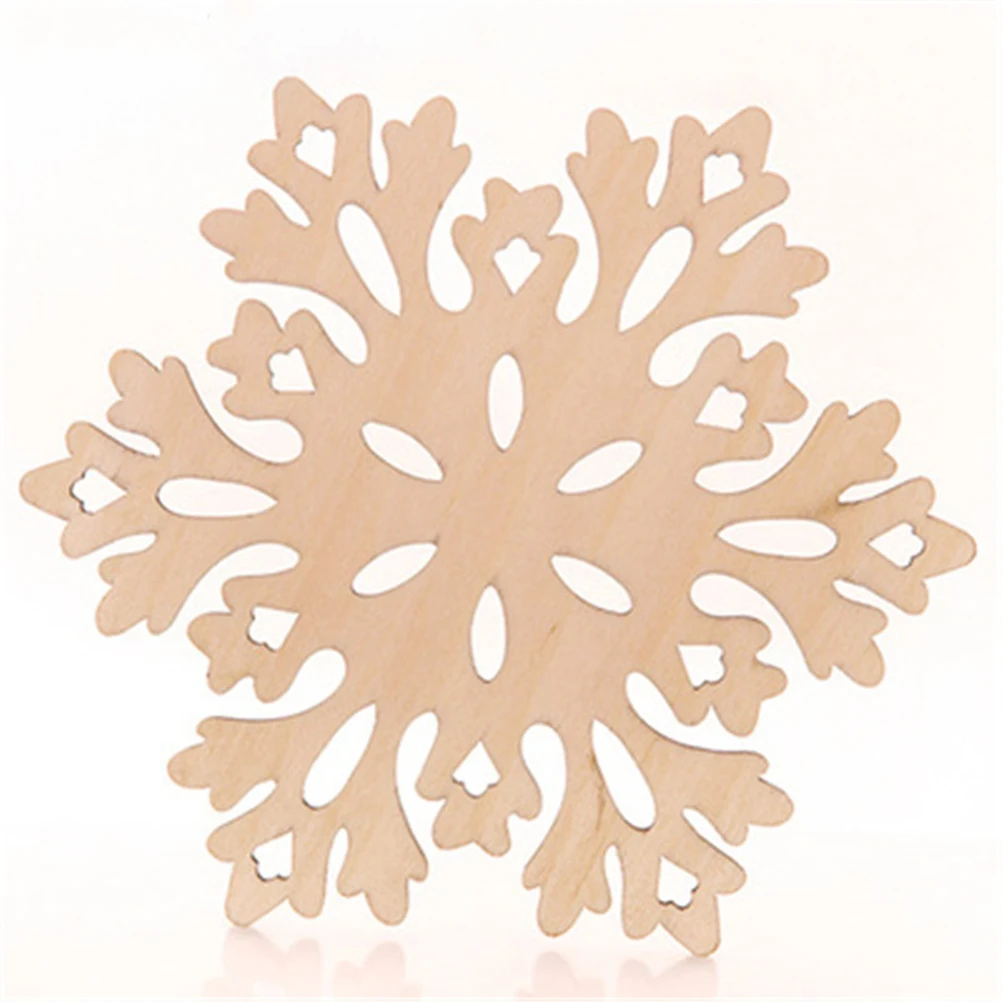 

12pcs Wooden Snowflake Coasters Christmas Cup Mats Decorative Drink Pads Table Protection Kitchen Bar Home Use 12Cm Diameter