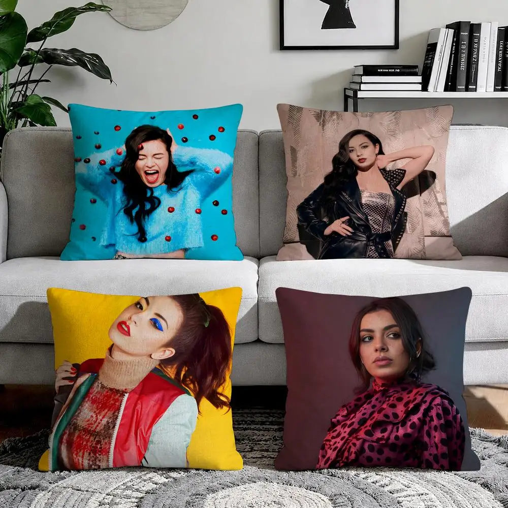 Luxury C-Charli XCX Iconic Cushion Cover Organic Natural Linen Pillowcase with Double Sided Print for Sofa Home Decor Gift