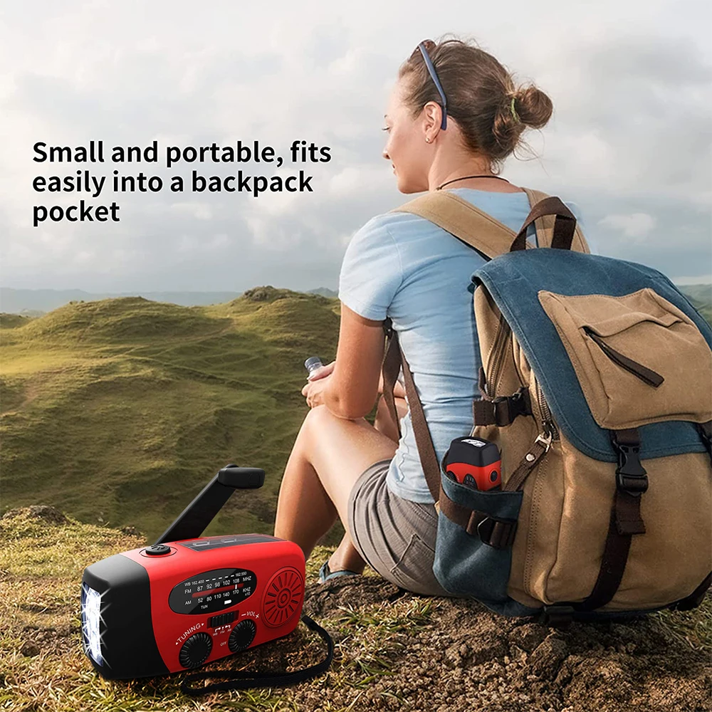 Hot Multifunctional Solar Hand Crank Radio AM/FM/NOAA Portable Weather Radio Power Bank Solar Charging LED Flashlight Emergency