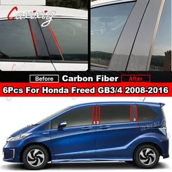 Window Door Column B C Pillars Post Cover Trim For Honda Freed GB3 GB4 2008-2016 Glossy Black Carbon Fiber Mirror Effect Sticker