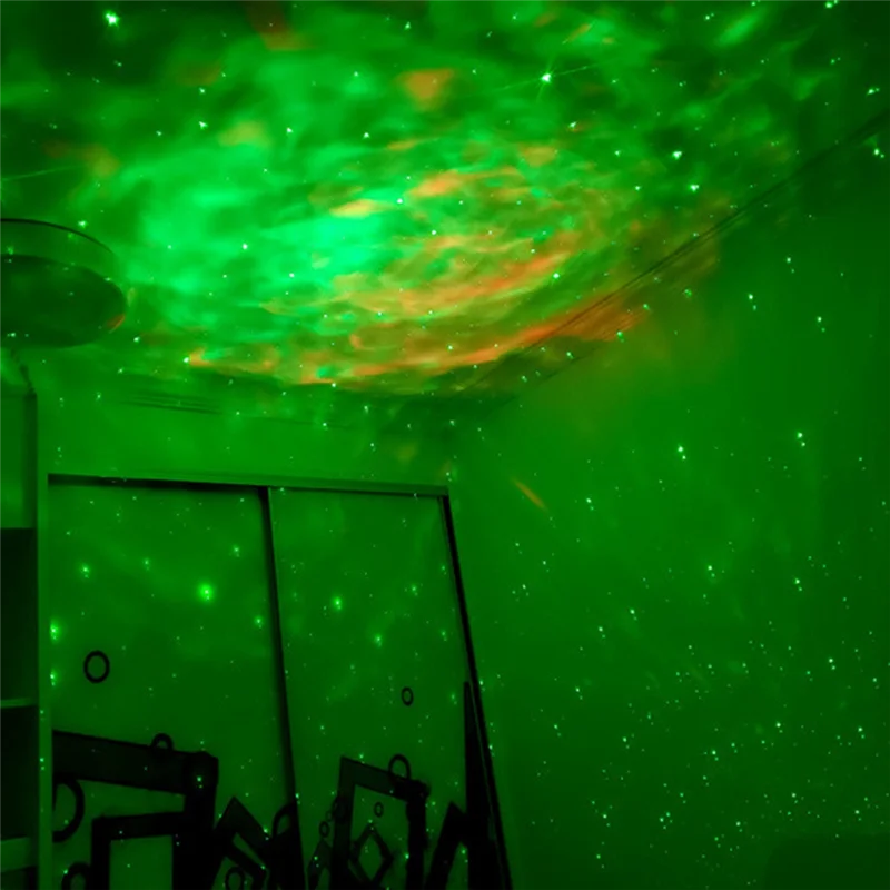 ABFN-LED Party Light Starry Ocean-Wave Projector Night Light Sound Control Atmosphere Colorful Light Full Of Star Night Light