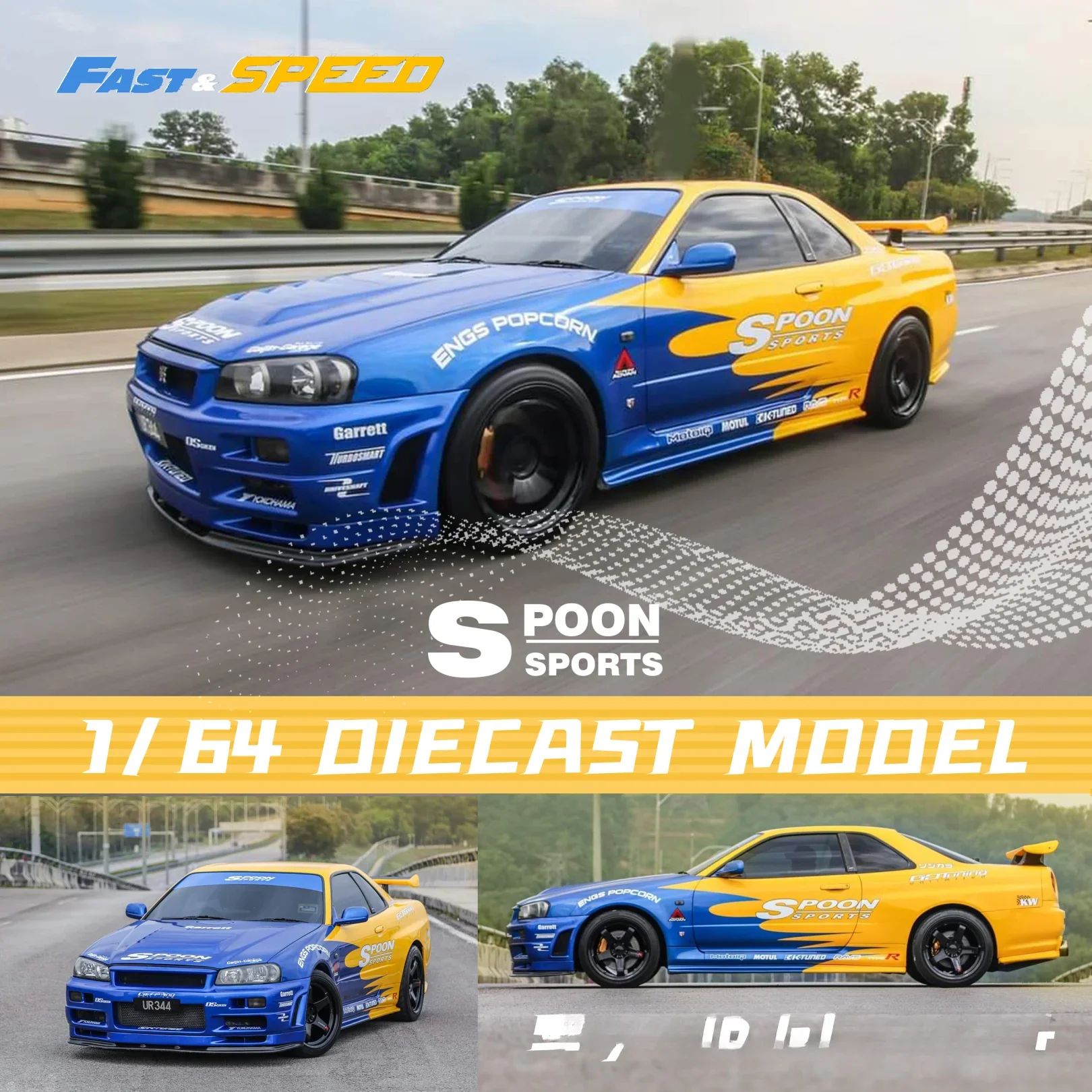 Fast Speed FS 1:64 Skyline R34 BNR34 Diecast Model Car