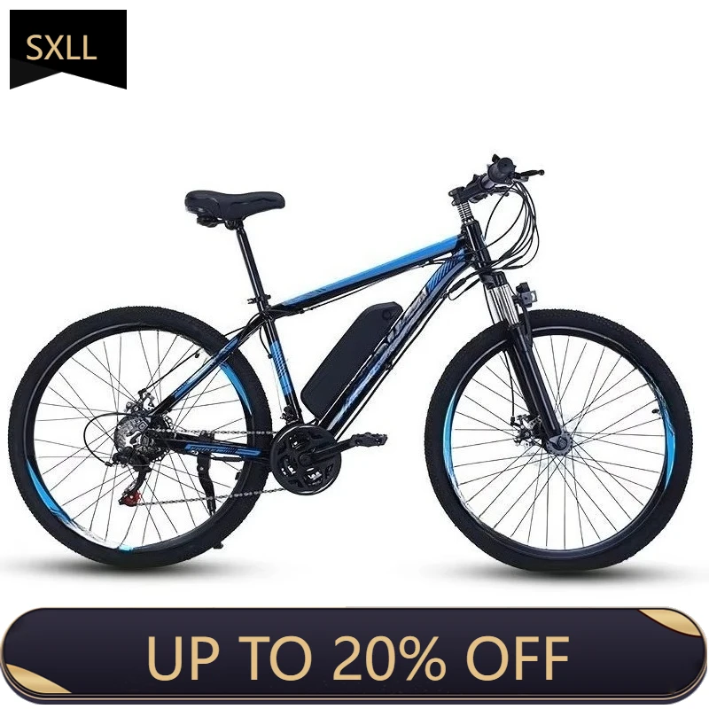

SXLL Best design 26-inch 48V lithium battery electric bicycle 350W motor, aluminum alloy hybrid 7-speed front suspension, adult