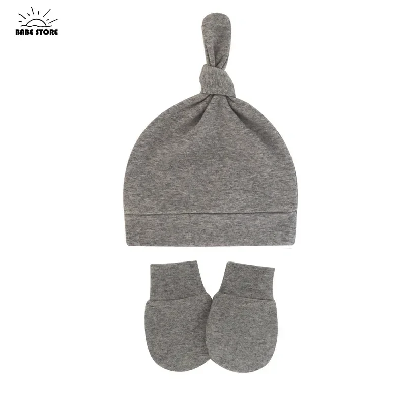 Newborn Baby Hat with Gloves Autumn Winter Warm Cotton Kids Beanies Stuff Children Accessories Infant Nightcap 0-6 Months Babies