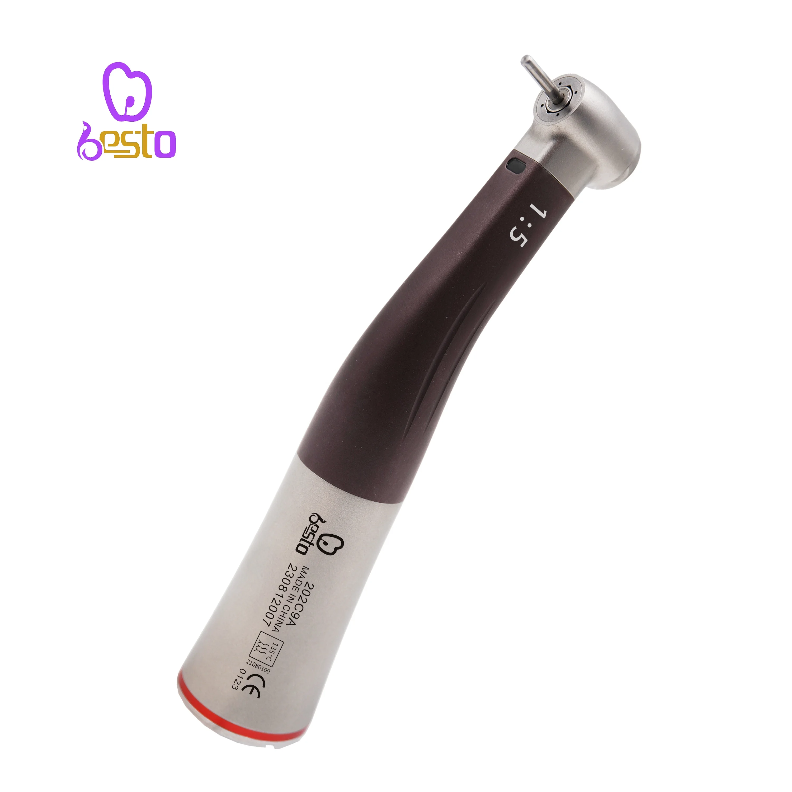 BESTO den tal 1:5 Increasing Contra Angle Low Speed Handpiece X95L Red Ring with E-type Motor