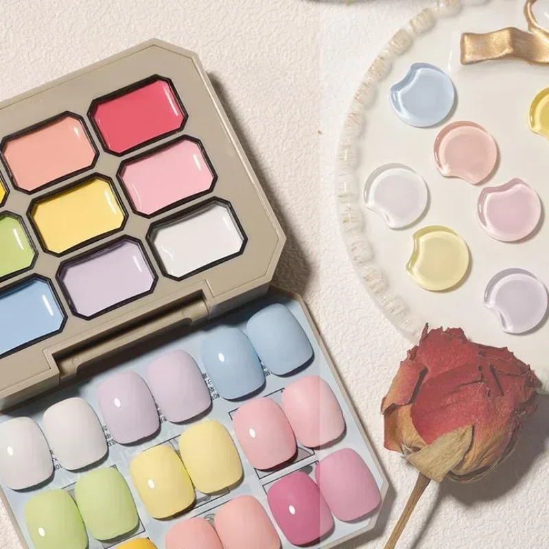 Nowa 9-kolorowa paleta żelowych lakierów do paznokci Pudding Cream Soak Off UV LED Japoński żel do paznokci Półtrwały stały żel