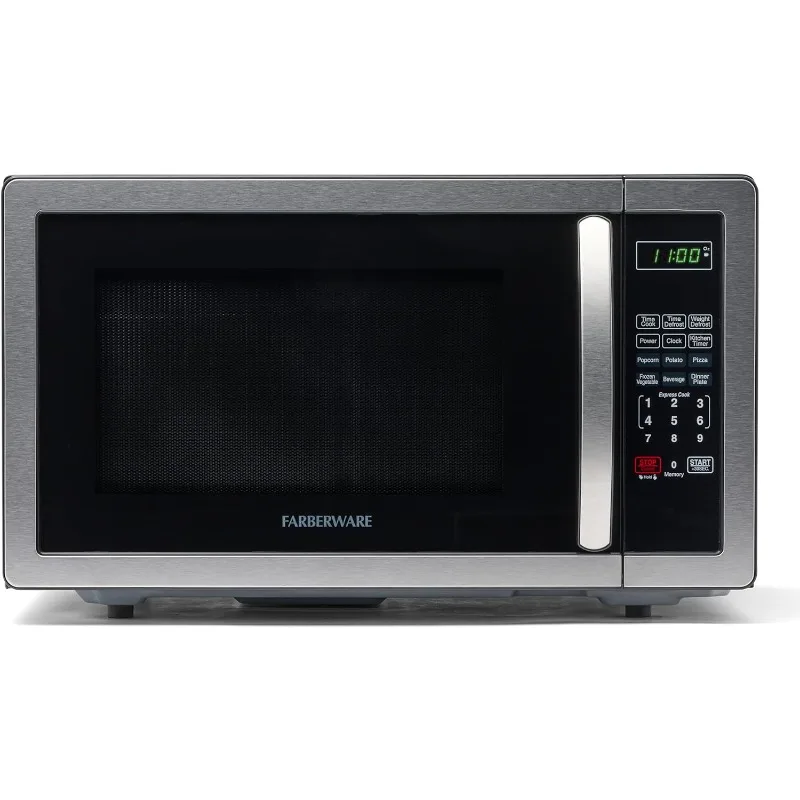 Farberware Countertop Microwave 1000 Watts, 1.1 cu ft - Microwave Oven With LED Lighting and Child Lock Stainless