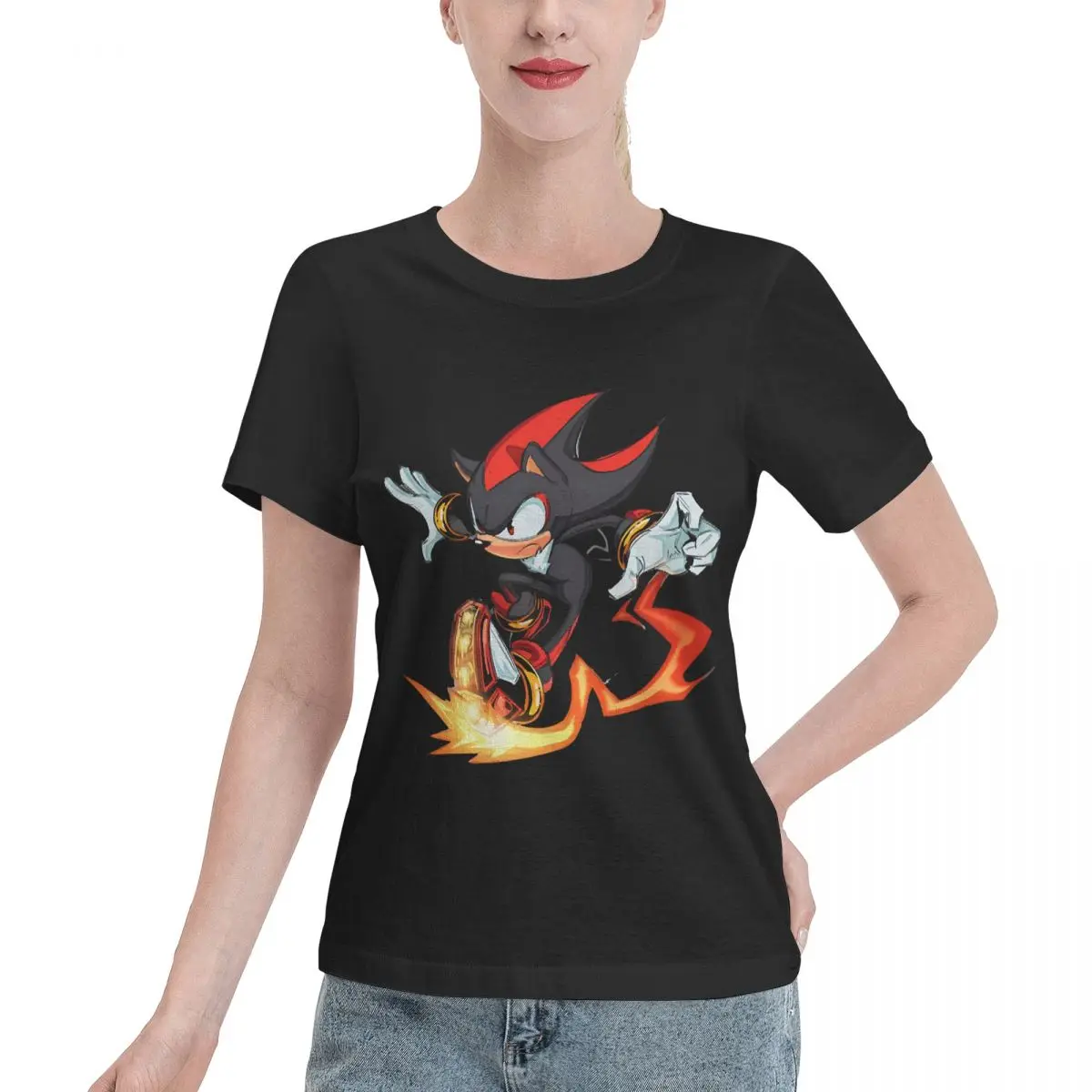 Multi Occasion Shadow The Hedgehog Fire Women's T-shirt Gym Affordable Ladies Tshirt