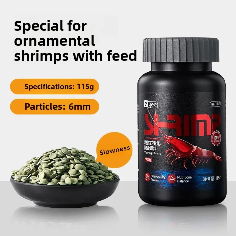 Yee Shrimp Food High Protein Mini Pellets Crystal Red Cherry & Crayfish Complete Diet with Calcium for Molting & Coloration