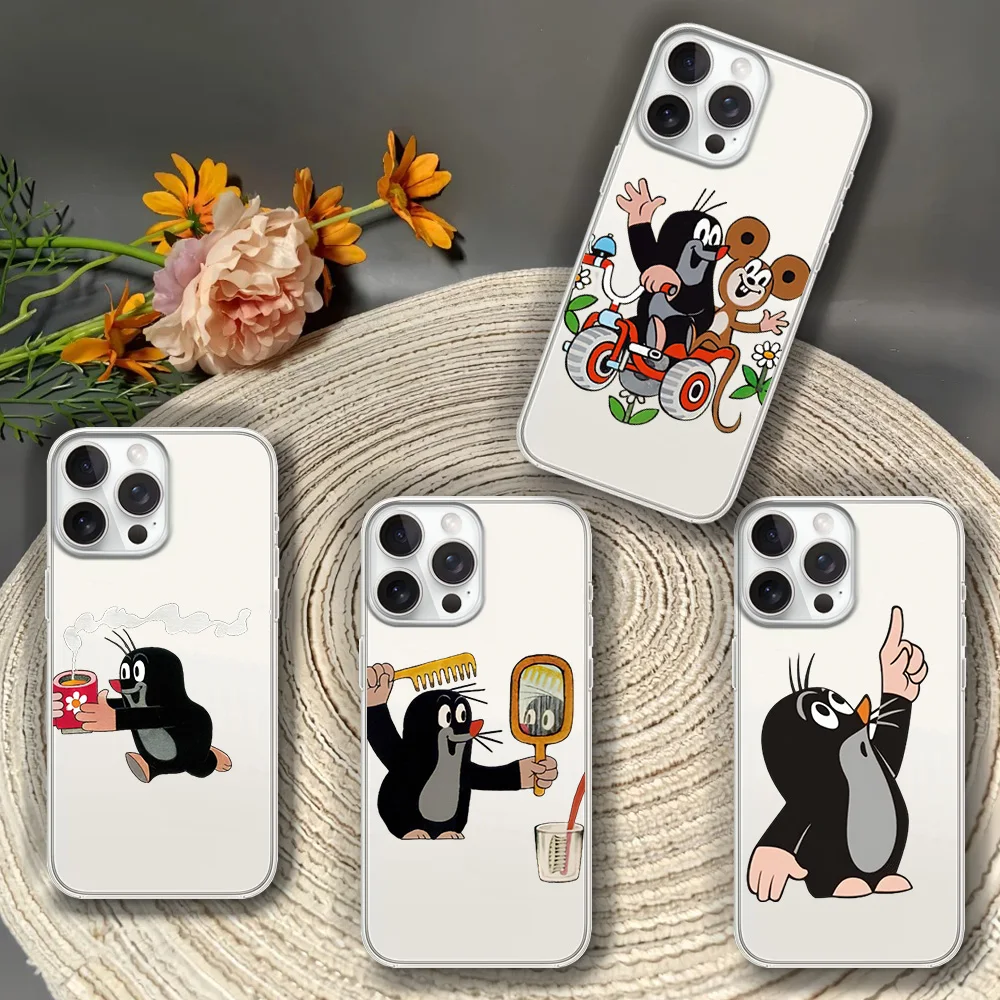 Phone Case Cartoon The S-Story Of M-Moles For iPhone 12 11 13 14 15 16 Max Pro Plus Transparent Soft Shell