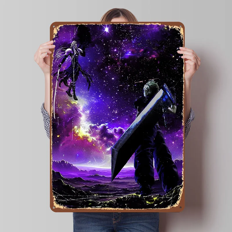 Action Fantasy Cloud Sephiroth im Weltraum Metallposter Individualisierte Wandkunst Retro Vintage Blechschilder für Männerhöhle Heimdekoration