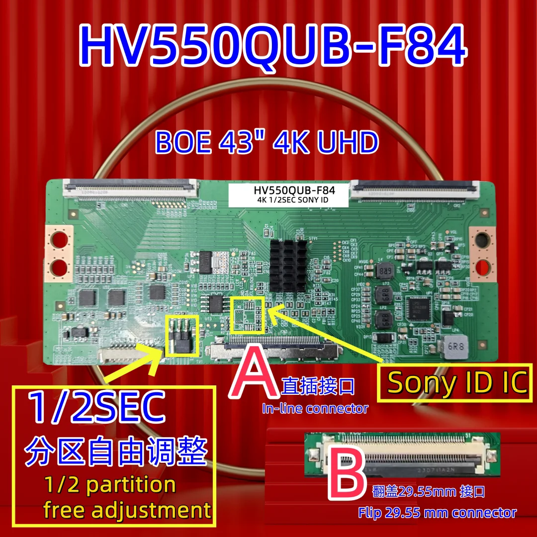 Upgraded 4K T-Con Logic Board HV550QUB-F84 BOE Free Zone Sony Pad Layout for 55inch UHD TV Repair
