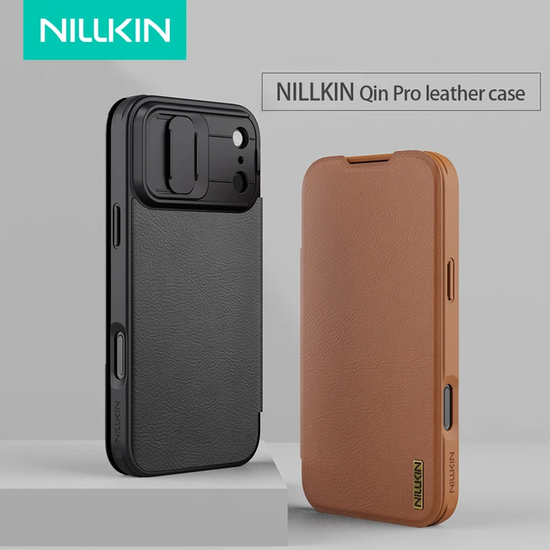 

Nillkin Case For iPhone 17 Pro Max,17 Pro Qin Pro Flip Leather Luxury PU Leather Slide Camera Protection Phone Cover