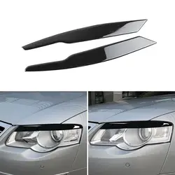 2pcs Bright Black For VW Passat B6 3C 2005 2006 2007 2008 2009 2010 Car Headlight Eyebrow Trim Cover
