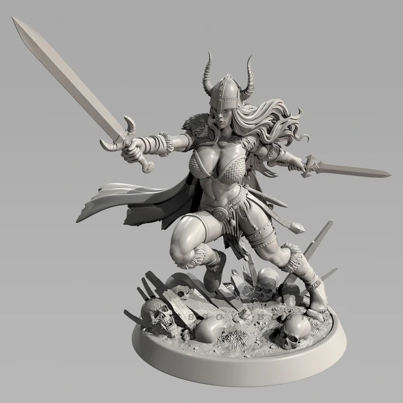 

55mm 70mm Viking Female Warrior Resin Model Figure Gk Micro Miniature 3d Printed White Model Toy Unassembled And Unpainted Kit