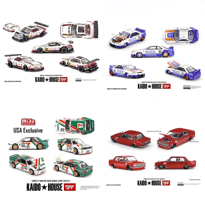 Kaido House + MINIGT 1:64 BMW M3 KAIDO WORKS LARRY CHEN V1 Modelo de Carro em Liga Fundida Exclusivo EUA