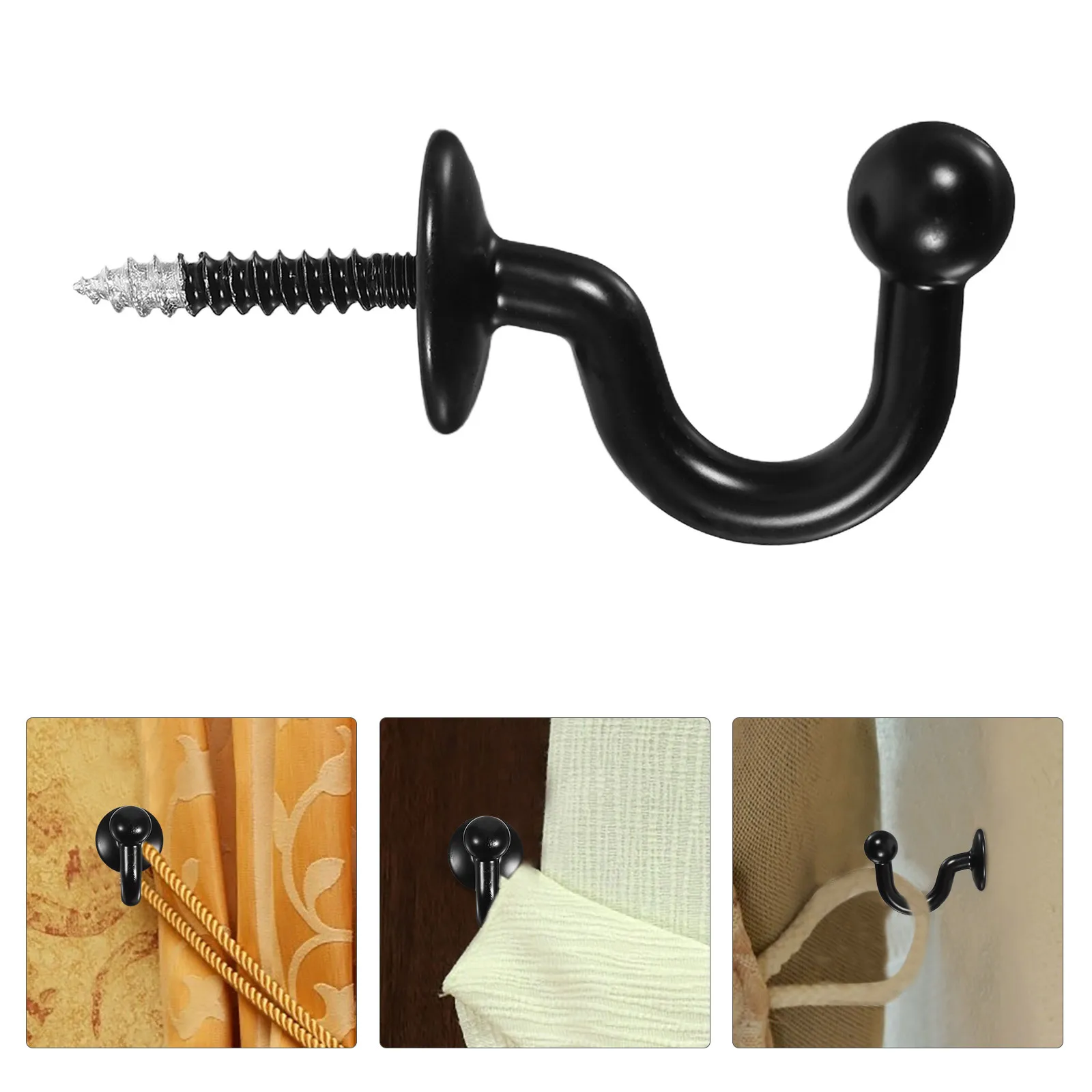 

2Pcs Wall Hooks Zinc Alloy Curtain Tiebacks Holders Multipurpose Coat Hangers Decorative Drapery Holdbacks Curtain Wall Hooks