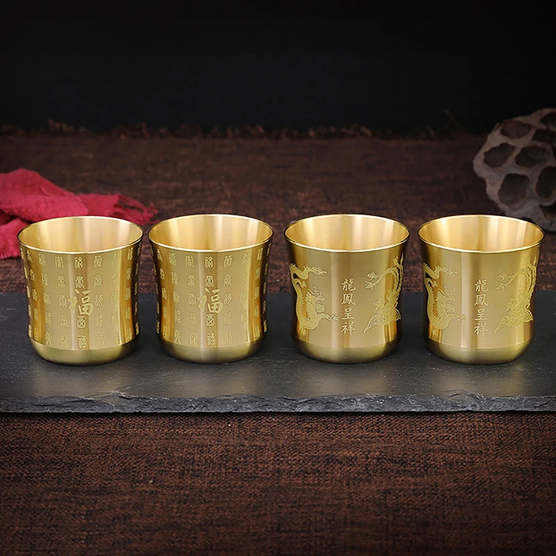 Brass Tea Cup Homeware Drinkware Ancient Teacup For Drink Tea Coffee Tabletop Home Decor