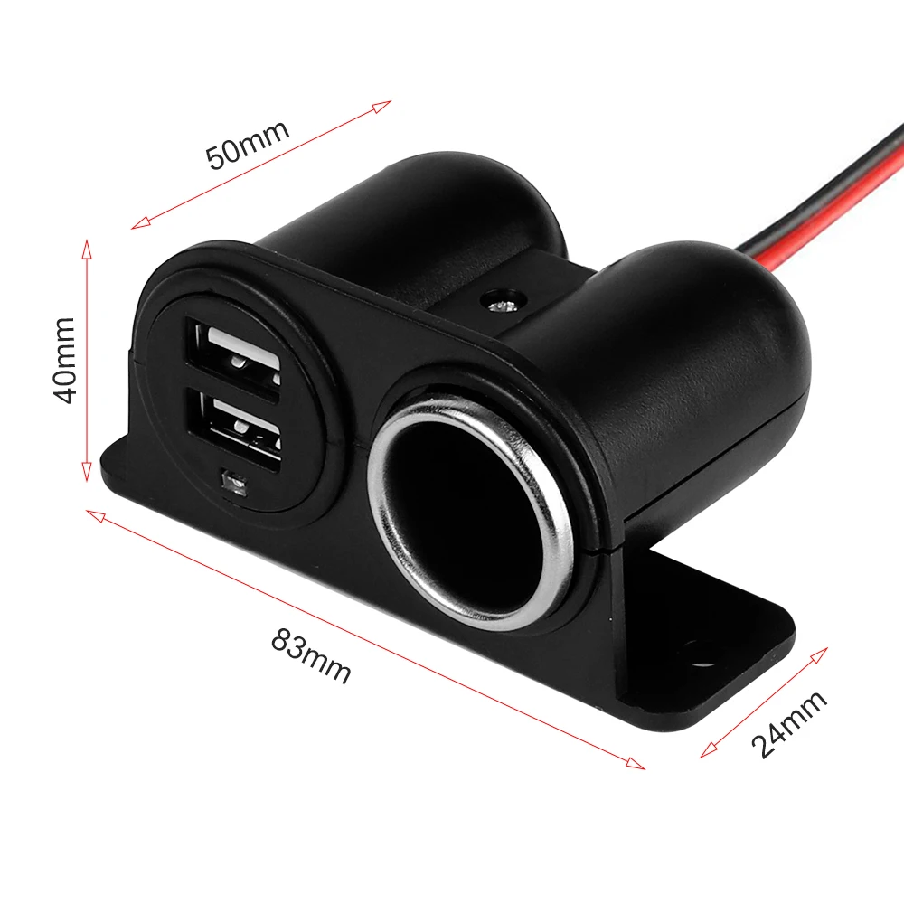 Adaptador de carga de 12V/24V, 3.1A, enchufe de cargador de coche USB Dual, divisor de encendedor de cigarrillos de coche, carga de encendedor de