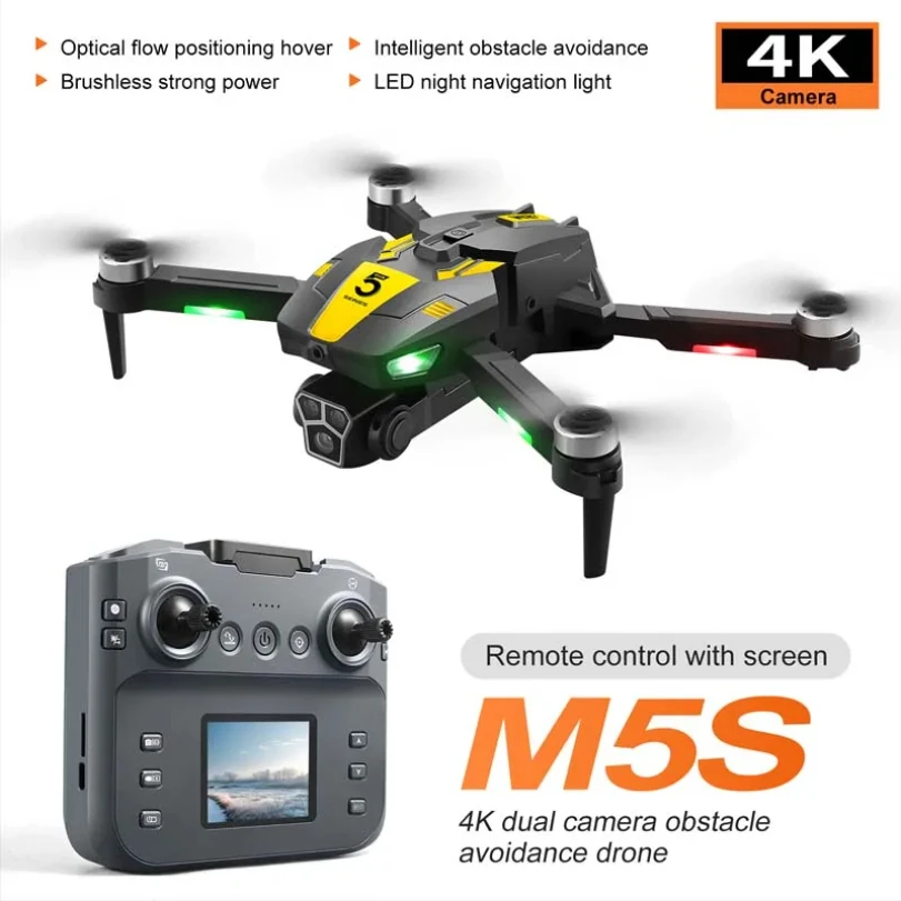 

M5S MAX 4K HD Drone 5G WiFi Transmission 4 Axis Brushless Motor Obstacle Sensing And Portable Folding UAV For Aerial Photography