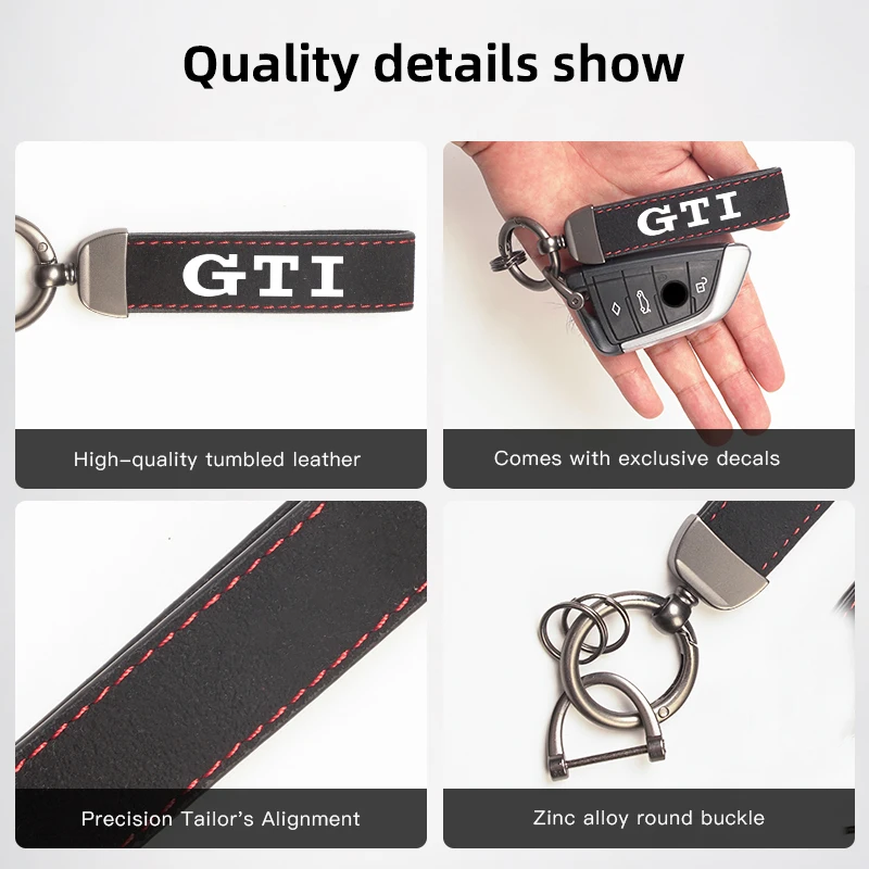 Car Suede Keychain Zinc Alloy Keyrings Accessories For VW GTI Polo Golf Passat Scirocco Tiguan Jetta T-ROC Touareg Touran CC GTD