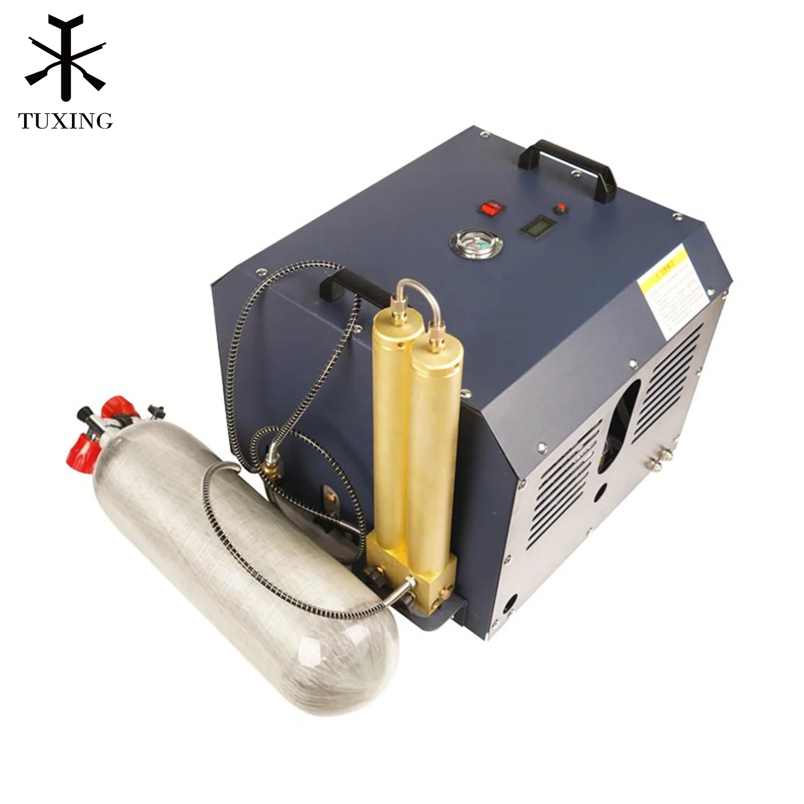 Hot Selling Double Cylinder High Pressure 4500Psi 300Bar 220V  Auto Stop  Game Snorkeling Pcp Air Compressor